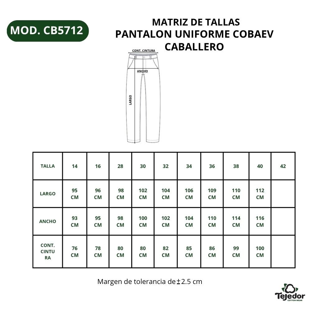 Tabla de medidas de Pantalón