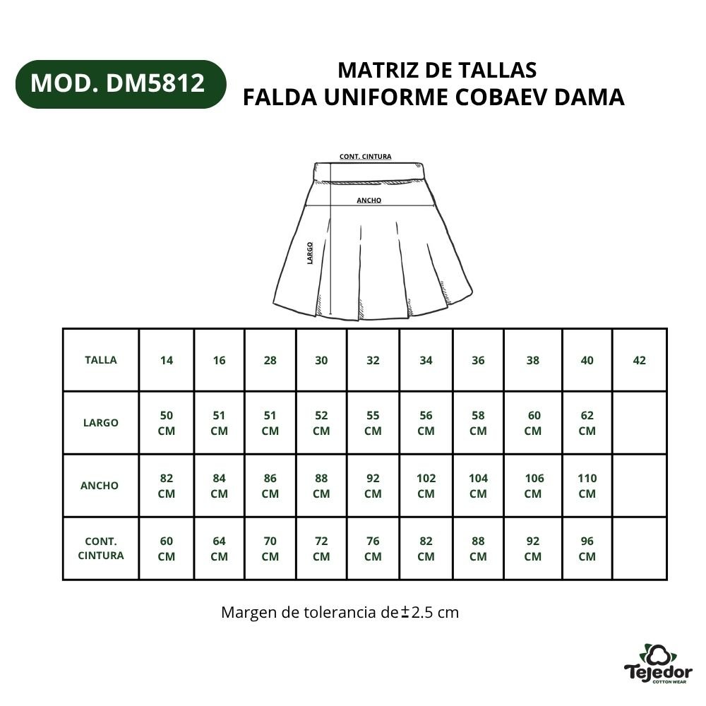 Tabla de medidas de Falda